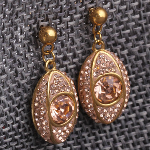 Rose Gold Oval <b>Stud</b> <b>Earrings</b> With Crystal Inlay For Party Fashion Jewelry - Product Image 3