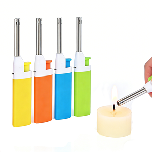 Briquets électroniques rechargeables personnalisés à logo, en plastique, pour barbecue, bougies, camping, cadeaux d'affaires, vente en gros - Product Image 1