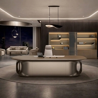 Bureau de direction moderne de luxe en bois doré avec dimensions personnalisées, écologique, pour usage commercial, design autoportant