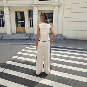 Ensemble décontracté pour femme : Gilet sans manches color block et pantalon à cordon de serrage – Tailles S, M, L, XL, XXL – Style Europe, Amérique, Asie du Sud-Est - Product Image 3