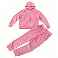 Ensemble de survêtement en velours pour femme, style loungewear et streetwear, coupe oversize, sweat à capuche entièrement zippé et pantalon jogger, multicolore, taille élastique latérale
