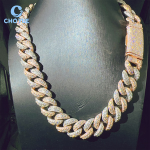 Fashion 925 Sterling Silver VVS Moissanite Diamond 20MM <b>Iced</b> <b>Out</b> Cuban Link <b>Chain</b> Buss Down Hip Hop Hip Hop Jewelry Necklace - Product Image 6