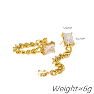 1 Par de Aretes Cuadrados de Acero Inoxidable con Baño de Oro de 18K y Circonita - Diseño Asimétrico, Modernos y Versátiles para Fiestas - Product Image 6