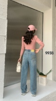 Pantalones Vaqueros de Mezclilla Ligera de Color Desgastado, Ecológicos, de Talla Grande para Mujer, Diseño Personalizable, Casuales, Elásticos, Transpirables, de Cintura Alta