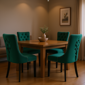 Juego de 2 Sillas de Comedor Modernas de Terciopelo con Respaldo Acolchado y Patas Negras para Hogar, Cocina y Sala de Estar - Product Image 2