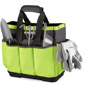 For Green/Black Waterproof Heavy Duty 8-Pocket Oxford Garden <b>Tool</b> <b>Tote</b> <b>Bag</b> for Indoor/Outdoor Use (<b>Tools</b> Not Included) - Product Image 1