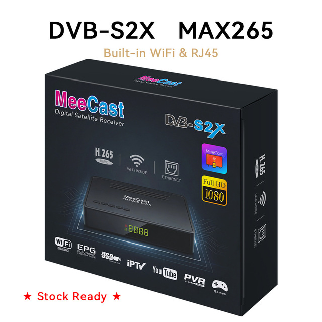 Factory Direct Sales DVB-S2X Satellite Receiver HD MAX 265 Digital Set-Top Box Built in Wifi Lan Port Free to Air TV Decoder