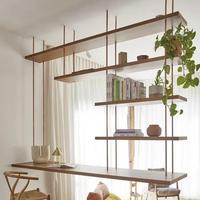 Bibliothèque sur mesure avec supports en métal aluminium, étagères en bois massif, éclairage LED, design moderne et simple, vente en gros d'usine