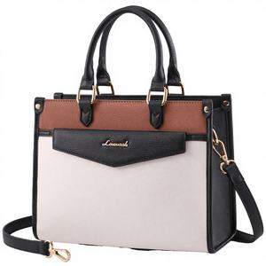 Sac fourre-tout pour ordinateur portable Royaa en cuir PU personnalisé pour femme, 15,6 pouces, couleur unie, mallette d'affaires, fermeture éclair, doublure en polyester - Product Image 2