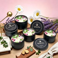 Lilin Aromaterapi Kedelai Tanpa Asap Beraroma Bunga Kering dalam Kaleng Hitam Laris Manis dan Tahan Lama