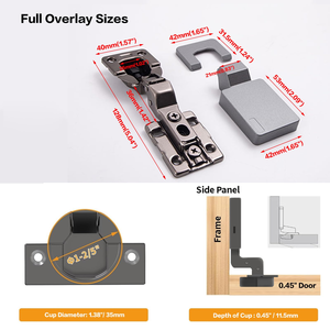 Bisagra para Puerta <span class=keywords><strong>de</strong></span> Armario <span class=keywords><strong>de</strong></span> Acero Ultrafino con Cierre Suave y Logotipo Personalizado, Sin Marco, 100 °   Bisagra <span class=keywords><strong>de</strong></span> Gabinete con Cierre Automático y Ajuste 3D - Product Image 5