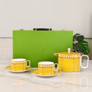 European Luxury Yellow Bone China Eco-Friendly <b>Tea</b> <b>Set</b> with Coffee Cup and Saucer for Home Use and Wedding Gifts - Product Image 4