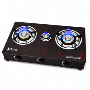 Estufa de <span class=keywords><strong>Gas</strong></span> de Hierro Fundido de 3 Quemadores con Encendido Electrónico, Mesa de Vidrio Templado Cerámico, Instalación Manual para Uso en Exteriores, Hoteles y Hogares - Product Image 1