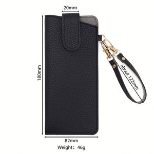 Stylish Faux Leather Sunglasses <b>Case</b> With Strap Wrist Bag Portable <b>Glasses</b> Holder <b>for</b> Travel Outdoor - Product Image 6