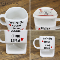 Vente en gros Tasse à biscuits créative Tasse à café en céramique personnalisée avec animal cartoon avec porte-biscuits