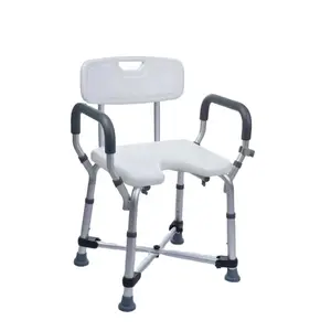 Silla de ducha ajustable de aluminio resistente B5003U, silla de baño para el cuidado Personal, sillas pequeñas de baño antideslizantes con respaldo