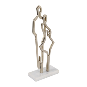 Scultura Astratta di Coppia in Metallo con Base in Marmo, Decorazione per Soggiorno e Ufficio - Product Image 2