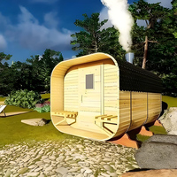 Sauna Tradicional para 2 Personas, de Madera de Cedro Rojo Sólido, Diseño Finlandés en Forma de Cubo para Jardín o Parque