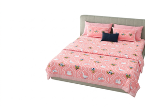 100% Cotton Bedding Set Printed Quilt <b>Bed</b> Sheet Set Pillow Covers Pink Cloud Bear Pattern Big Size for Kids - Product Image 2