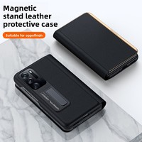 Étui de luxe ultra-fin en cuir véritable pour OPPO Find N2 avec support magnétique, coque de protection antichoc en grain de Napa