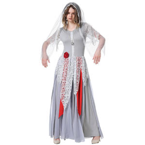 Robe de mariée fantôme d'Halloween, imprimé crâne, robe pour femmes, costume de fête de carnaval, cosplay, performance scénique, tenue de convention de bande dessinée - Product Image 1