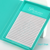 SP EYELASH En gros Extensions de cils préfabriquées en éventail volume, tiges courtes, grand plateau, 3D 5D 6D 12D, tiges longues, base pointue