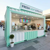 Kiosque de café en conteneur maritime de 20 pieds, stand de bubble tea clé en main, commerce extérieur, café mobile personnalisé à vendre