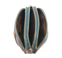 Mini sacs féminins en matériau liège cuir Conception fermeture éclair triple Sac bandoulière léger Chaîne épaule Logo customisé