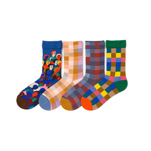 <span class=keywords><strong>2022</strong></span> personnalisé nouveau Style vente chaude couleur treillis personnalisé géométrique Jacquard femmes coton chaussettes - Product Image 2