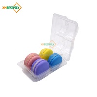Emballage en blister pour macarons à 4 compartiments, plateau à charnière en plastique PET transparent pour biscuits, baklava, dessert