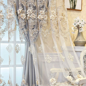 Tenda in Tulle Ricamata Personalizzata, Lussuose <span class=keywords><strong>Tende</strong></span> a Doppio Strato Ricamate in Stile Europeo 4D <span class=keywords><strong>per</strong></span> il Soggiorno - Product Image 4