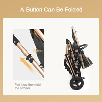 Poussette pliable 3-en-1 à haute vue pour bébé Fonction d'absorption des chocs intégrée Poussette à forte capacité de charge avec siège auto