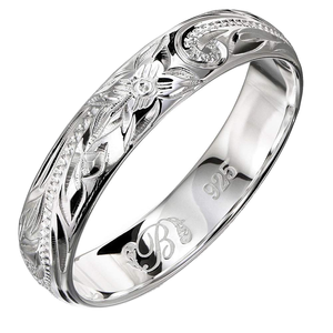 Anillo de Boda Popular Shree Jaipur de Plata 925 con Baño de Rodio, Diseño de Flor con Circonita Cúbica, para Aniversario - Product Image 1