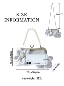 New Chinese Style Open <b>Square</b> Floral Polyester Pearl Wedding Cheongsam Crossbody Evening Bag for Women Portable Tanjing - Product Image 5