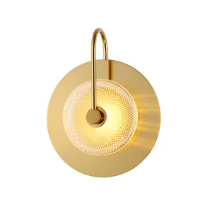 European modern style green/clear glass golden finished decorative led wall lamp for bedroom hotel coffee shop