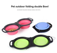 Logo personnalisé Pliable Écologique Solide De Qualité Alimentaire Silicone Pet Bol Portable Extérieur Double Bol