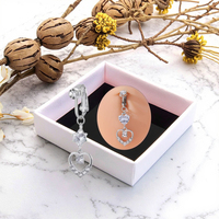 Faux Piercing Acier Inoxydable Nombril Barre Plaqué Or Non Piercing Corps Bijoux Cristal Coeur Dangle Zircon Faux Nombril Anneau