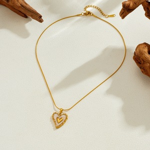 Gold Plated Heart Pendant Necklace Stainless Steel Snake Chain Minimalist Clavicle Jewelry Daily Wear Gift N4123 - Product Image 3