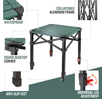 Table de camping réglable en hauteur, table de camping portable de bonne qualité avec réglage de la hauteur