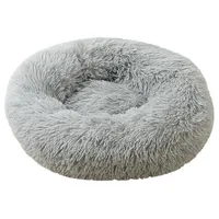 Vente en gros fabricant de peluche de luxe douce rose gris blanc coussin pour animaux de compagnie lit rond pour chat et chien