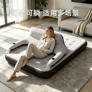 Inflatable Mattress With Detachable <b>Backrest</b> Single Double Size Portable Air Sofa For Home Use PVC Material Modern Design - Product Image 4