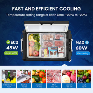 <span class=keywords><strong>Réfrigérateur</strong></span>/Congélateur de Voiture 12V/24V Double Usage en Plastique et Métal 45L 60L, Glacière de Camping à Compresseur Double Zone avec Affichage LED et Application - Product Image 4