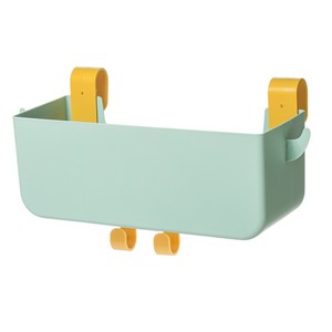<b>Wall</b> Mounted Plastic <b>Storage</b> Bin <b>Hanging</b> Organizer Bin with Hooks White Yellow for Home Bathroom Closet - Product Image 2