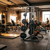 Rack de Squat Combo Premium Smith avec Rangement de Plaques, Rack Commercial Elite en Acier pour Usage Domestique, Câbles Robustes et Pile de Poids