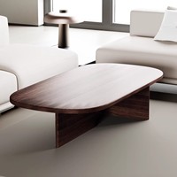 Luxuriöser Ovaler Couchtisch aus Massivholz Minimalistischer Stilvoller Multifunktionaler Wohnzimmer-Sofatisch Anpassbare Farbe