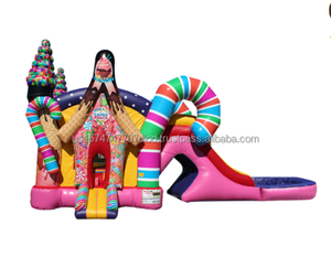 Castillo de tobogán combinado inflable diseñado con piruletas coloridas para uso comercial ASTM CPC aprobado WINWAY PVC fácil de configurar - Product Image 5