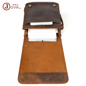 Bolso cruzado de cuero Joyir Crazy Horse para hombre, con solapa, gran capacidad, de cuero genuino, estilo británico, versátil - Product Image 4