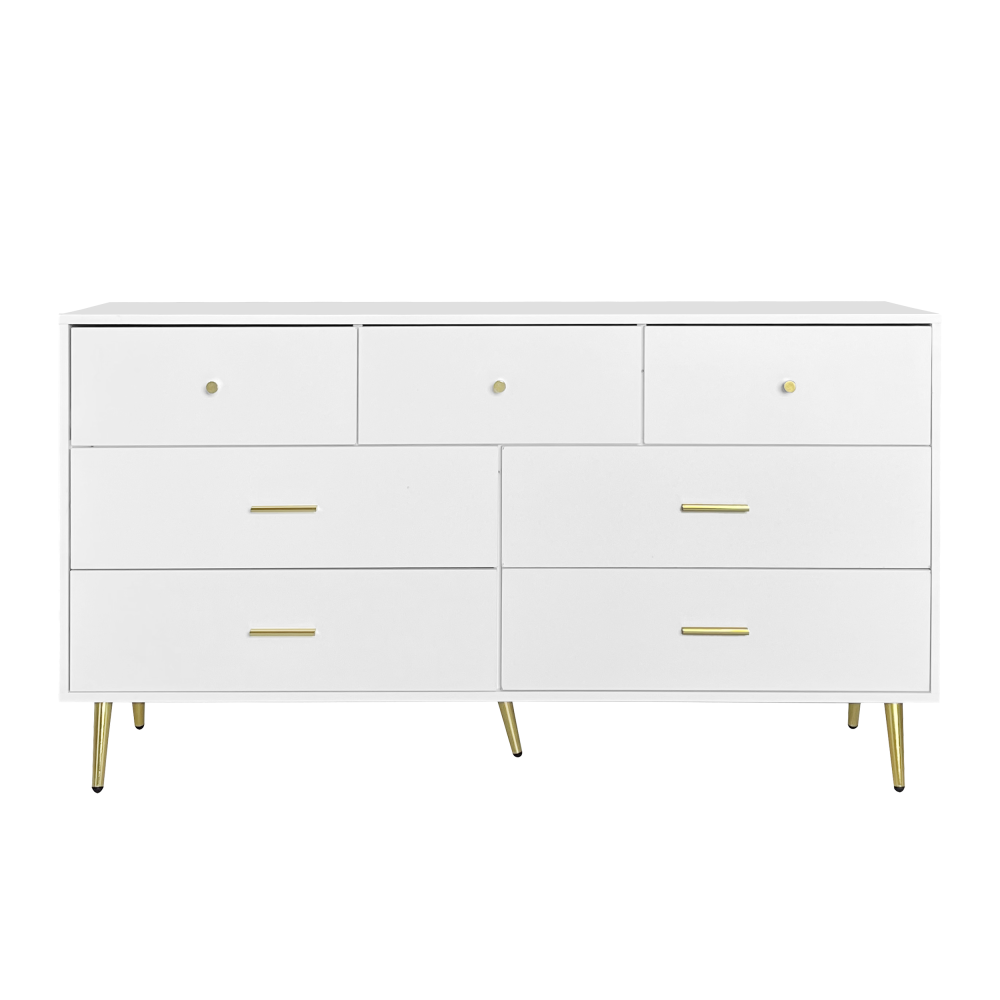 Seven Drawers Large Chest of Drawer Cabinet with Golden Handle and Golden  Legs White Color| Alibaba.com