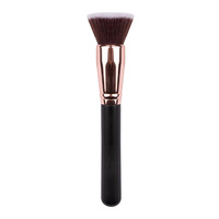 Pinceau Fond de Teint Angulaire avec Virole Or Rose, Manche Noir et Rose Deux Couleurs, Pinceau Maquillage Liquide BB Crème Individuel