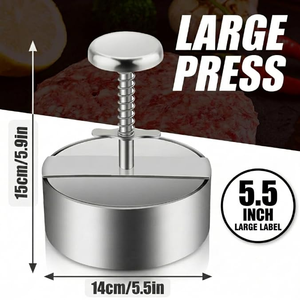Presse à hamburgers réglable en acier inoxydable, moule à galettes antiadhésif pour barbecue, outil de cuisine pour hamburgers faits maison - Product Image 3